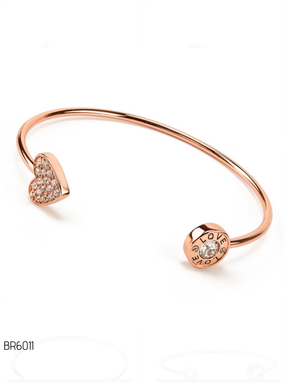 Rose Gold Heart and Crystal Bangle Bracelet Origami Owl